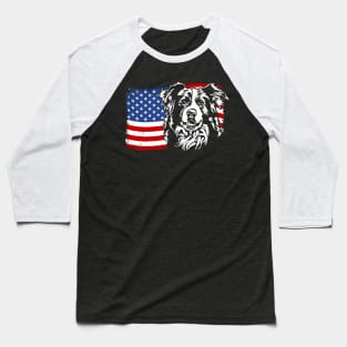 Proud Border Collie American Flag patriotic dog Baseball T-Shirt